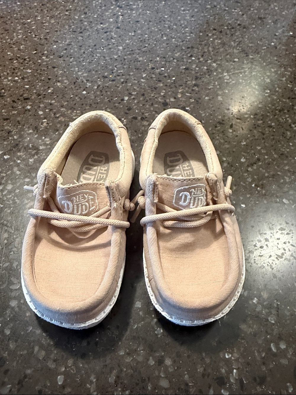 Hey Dude Kids Light Beige Canvas Slip-On Sneakers